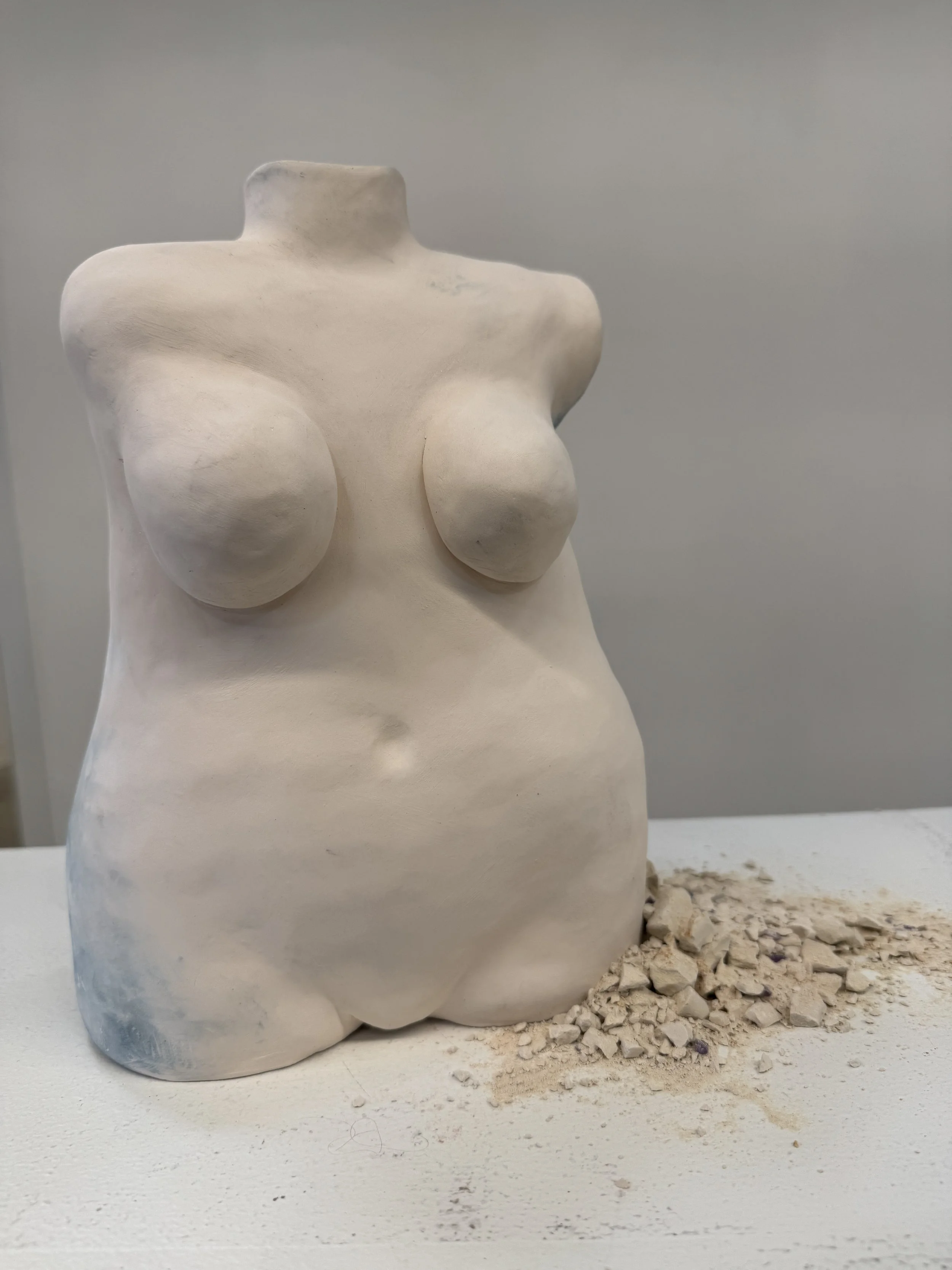 Ground to Dust | 2025 | Stoneware, soft pastel, amethyst, watercolor, gold ink