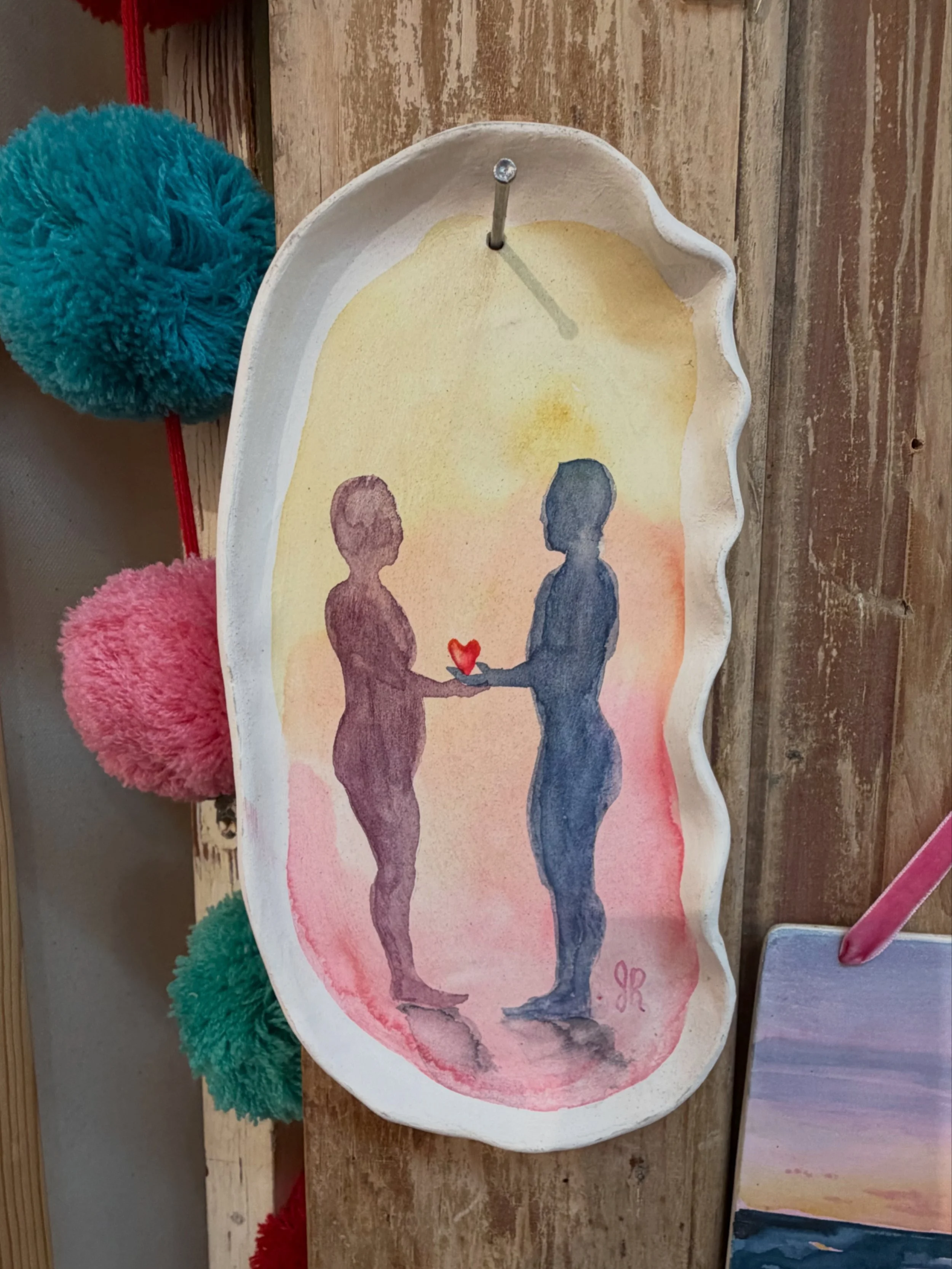 Watercolor on handmande ceramic plaque