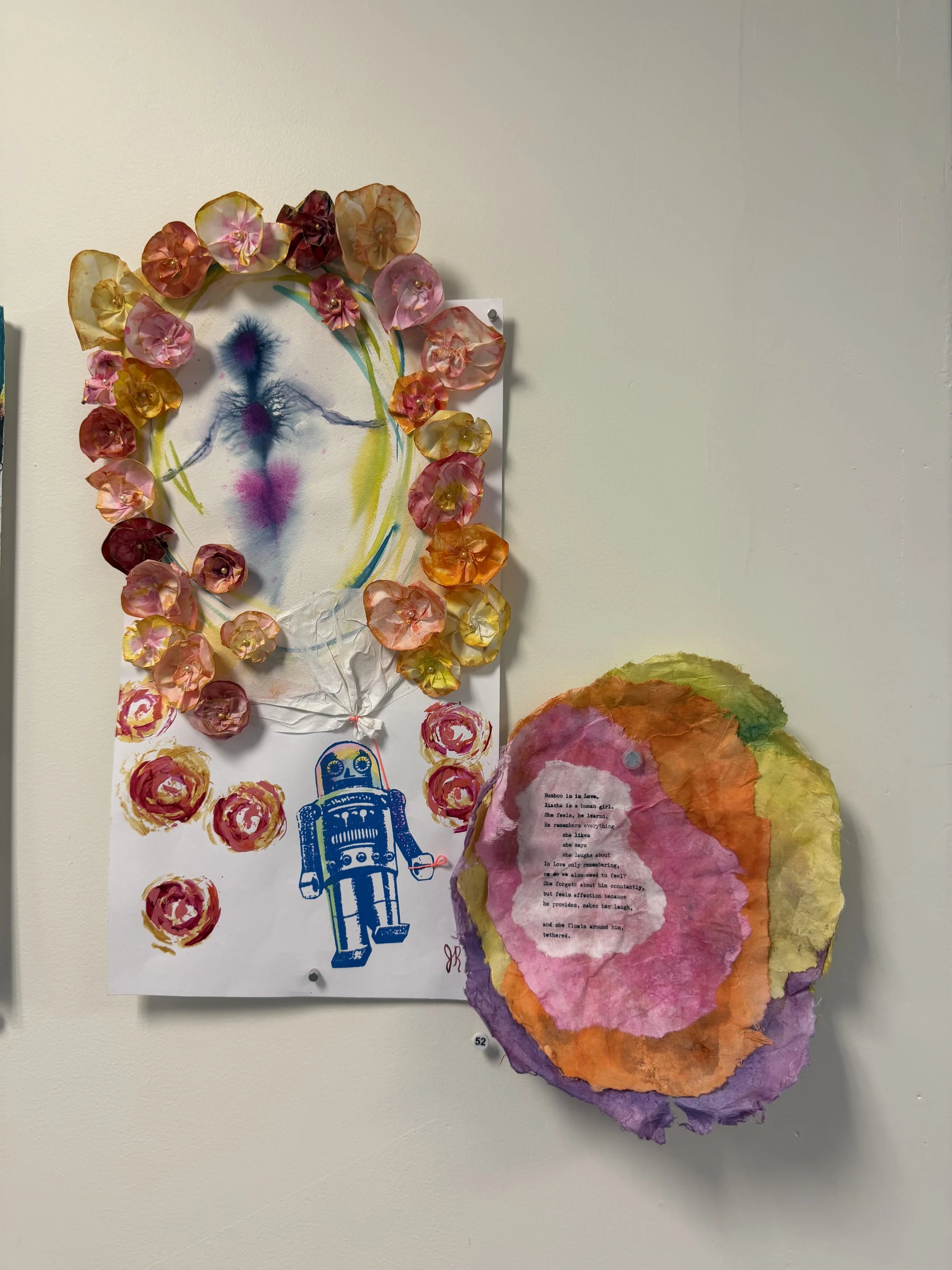 Collaboration with Los Fantasmas Collective, Sculpted paper and Watercolor on Paper