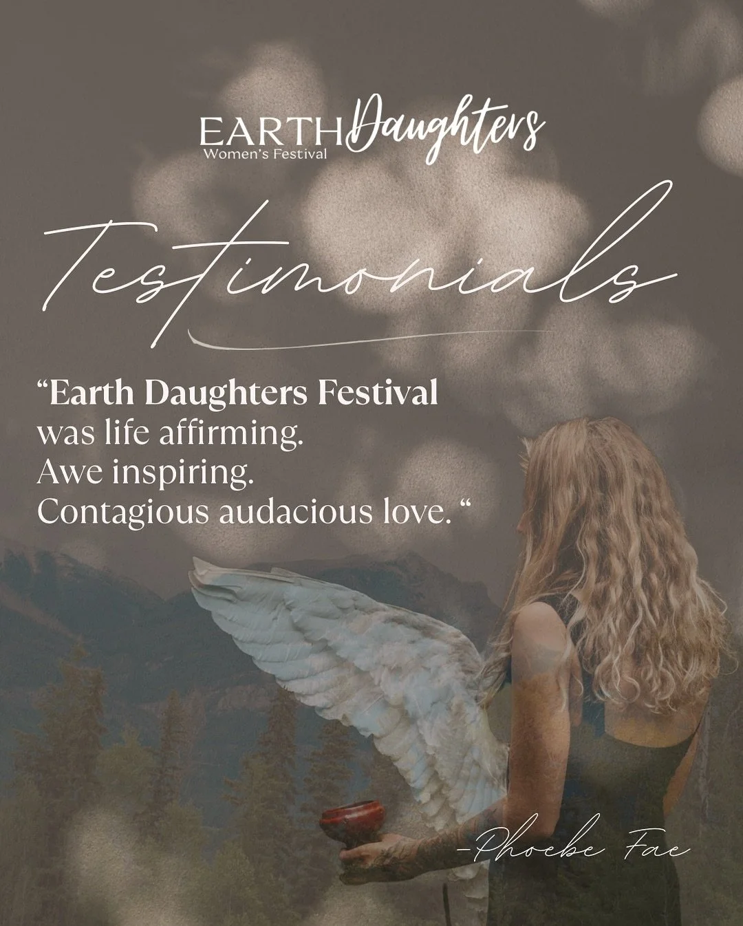 🪽Contagious, audacious love. 
Women who come to experience their unfolding, and transformation at Earth Daughters are left forever changed. These words are testimony to the gifts these women get to carry with them as they leave the festival. 
These 