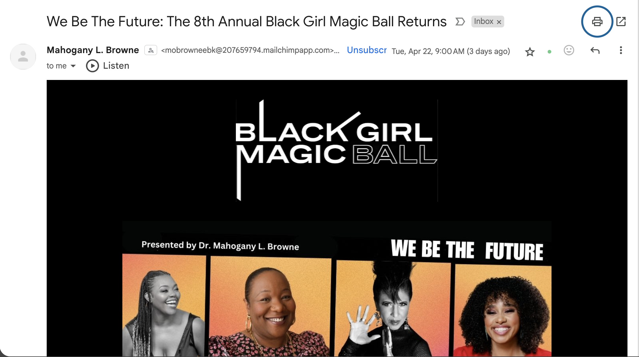 Black Girl Magic Ball Announcement Email