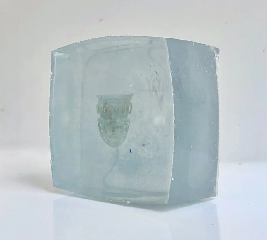Ancient glass #5 (side), Pigment print, resin, 4 x 4 x 3.5 inches, 2025
