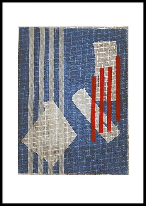 Deconstructed Flag 13, Monoprint with Chine-collé on Reeves BFK, 20” x 14”, 2025