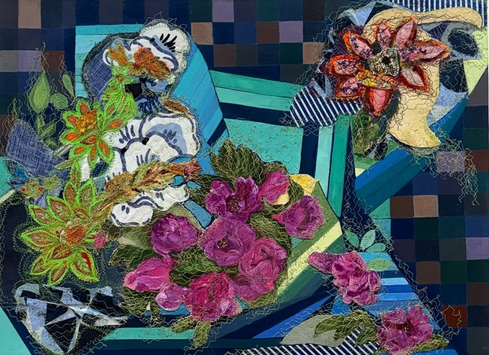 Rooting through the Grid, Mixed media on canvas, 30x22 inches, 2025