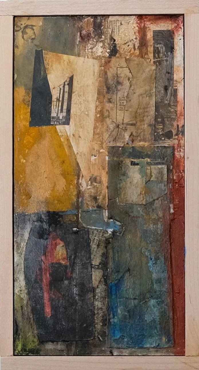 Surface #1, oil and mixed media on hardboard, 12 × 6 inches, 2026