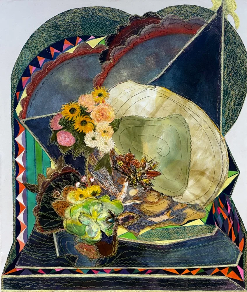 Blue and Yellow I, Mixed media on canvas, 34x40 inches, 2025