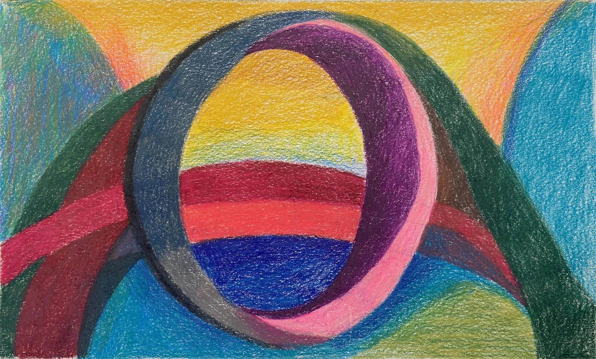 Diane Novetsky,
Go Between,
6 x 10 inches,
colored pencil on paper, 2024. $650. framed
