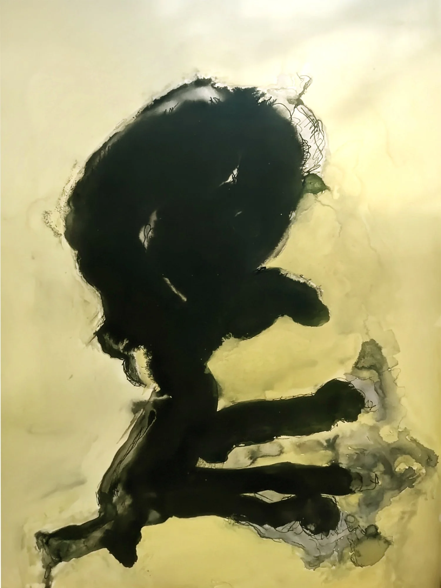 Richard Dorff, Black with Yellow, 19 x 15 inches framed, acrylic and sumi ink on acid free paper. $745.