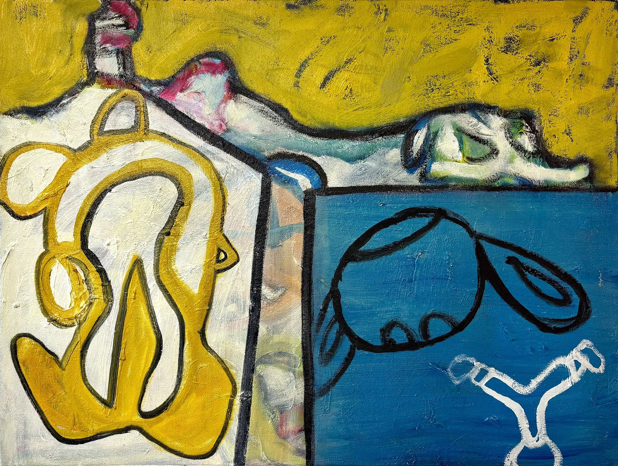 Dividing My Time, oil on canvas, 18x24x1.5 inches, 2026