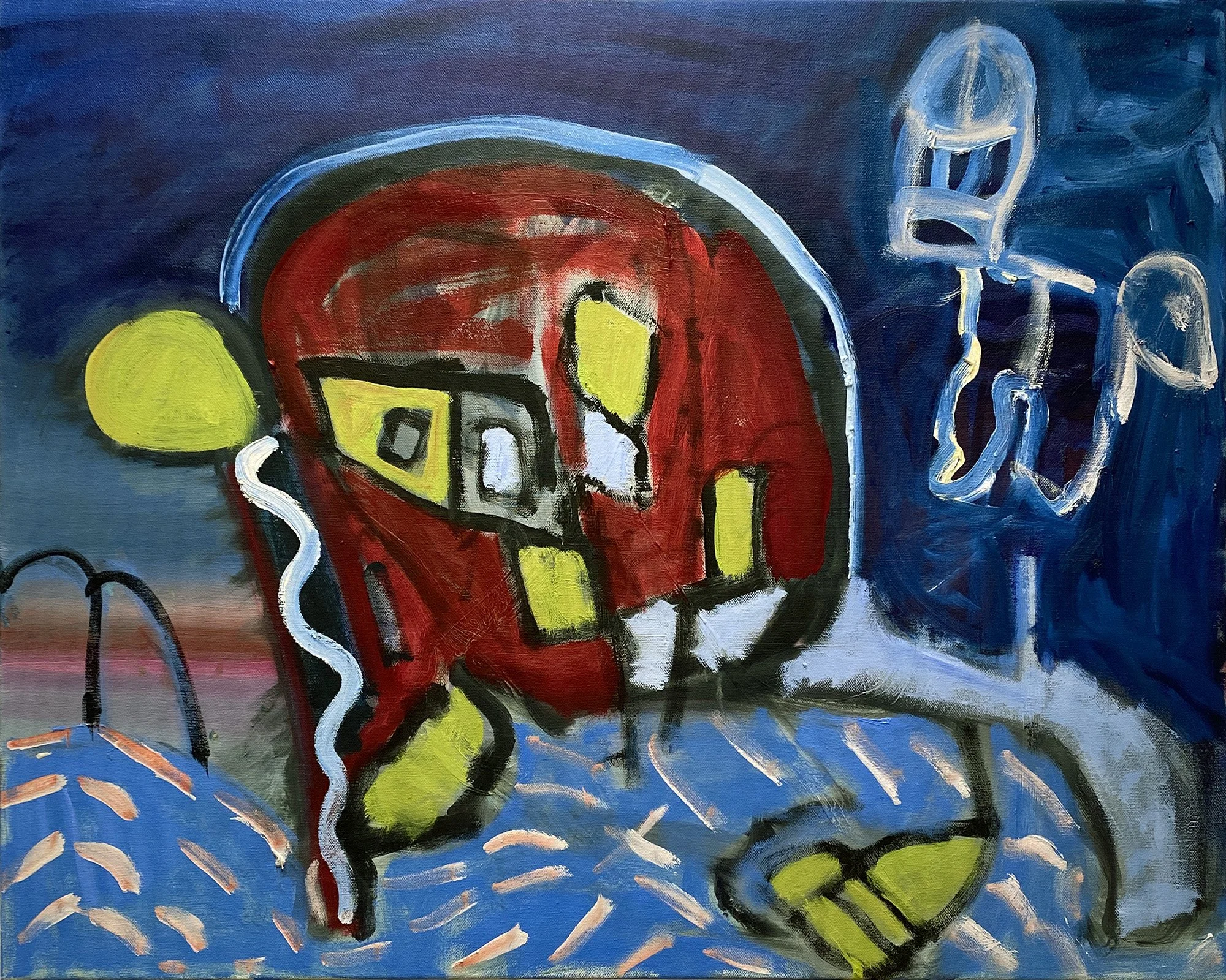 A Wish to Travel Lite, oil on canvas, 24x30x1.5 inches, 2026