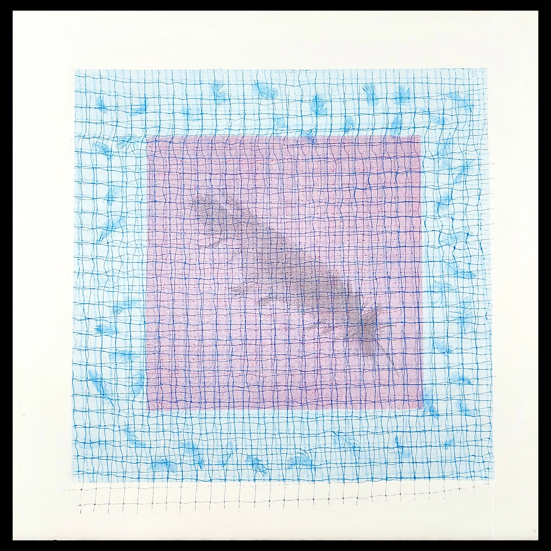 Linda Bond, Response 9, 15x15 inches, monoprint with graphite on Reeves BFK , 2025
