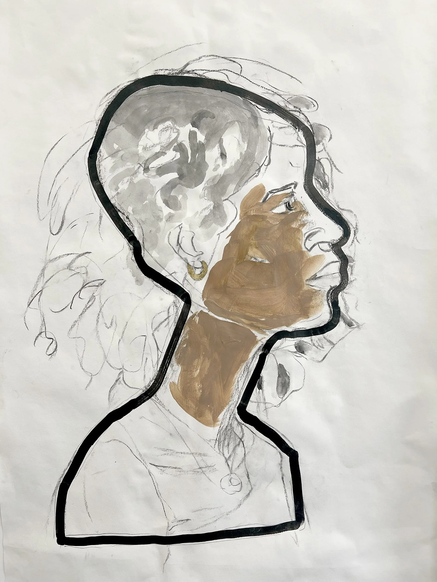 Nefertiti, acrylic, charcoal, 30x40 inches, 2026
