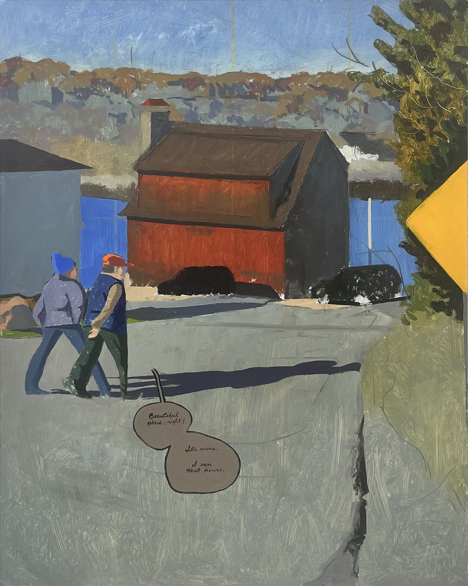 Kurt Ankeny, Headlands House, oil and grease pencil on aluminum, 30"x24", 2025