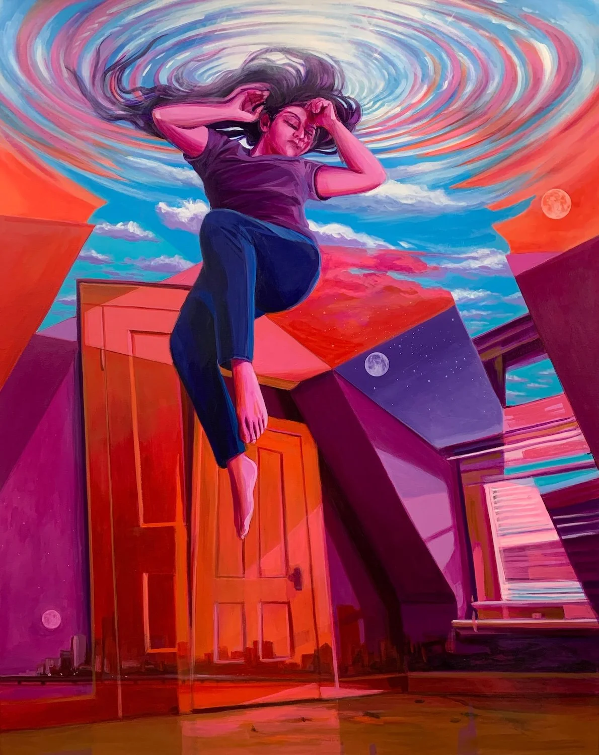 Losing Gravity, Acrylic on Canvas, 50x48 inches, 2025