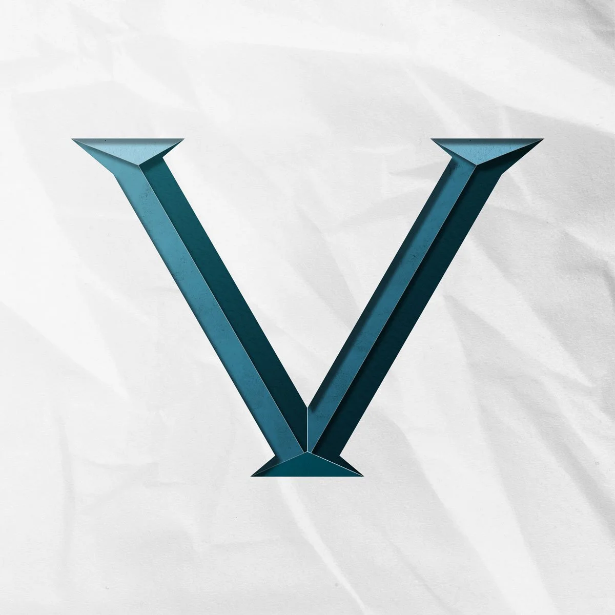 Serif, Capital letter V cut from paper