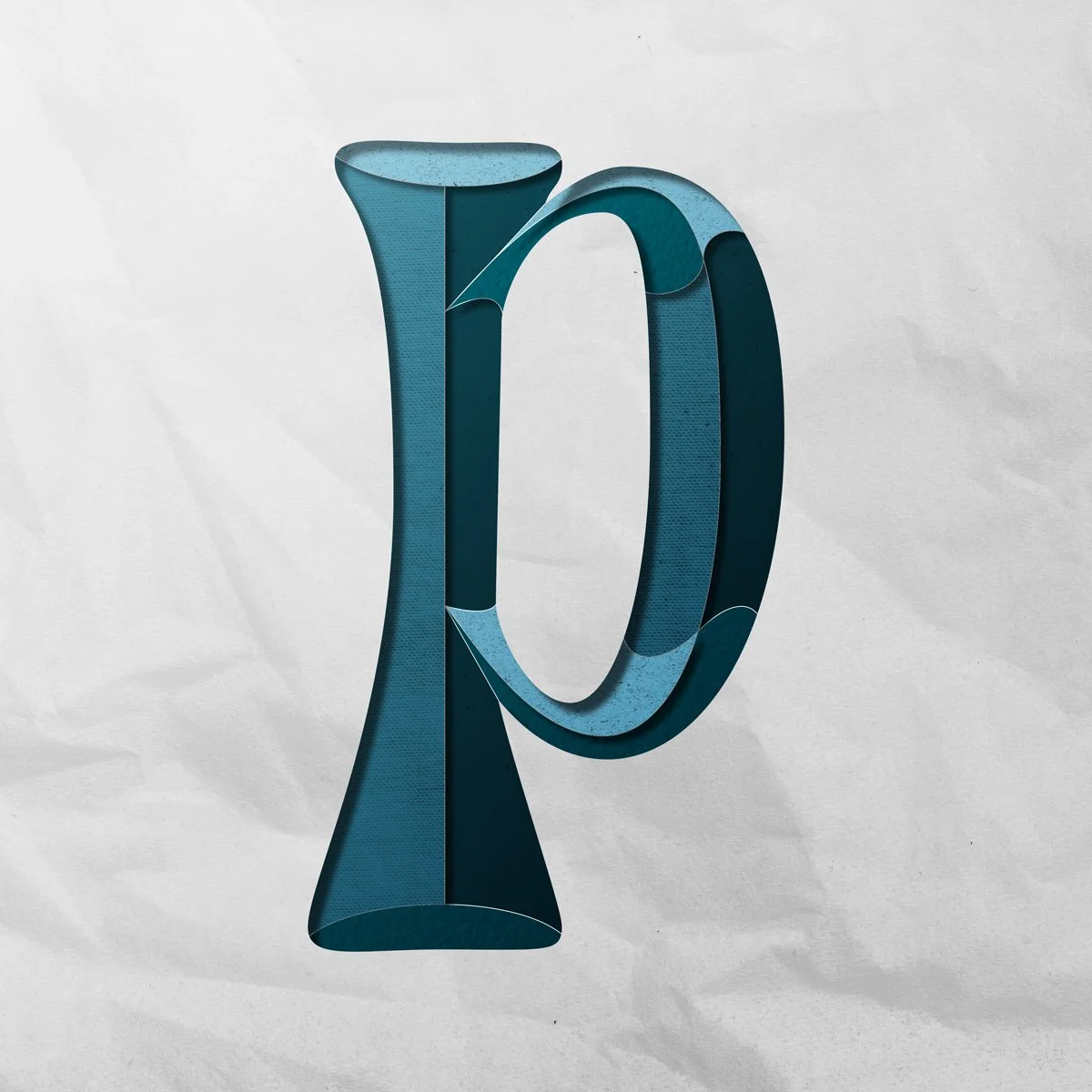Letter p cut out from paper