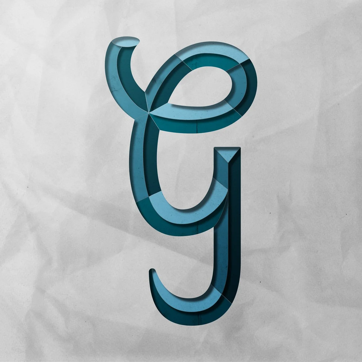 Script, Capital letter G cut out from paper