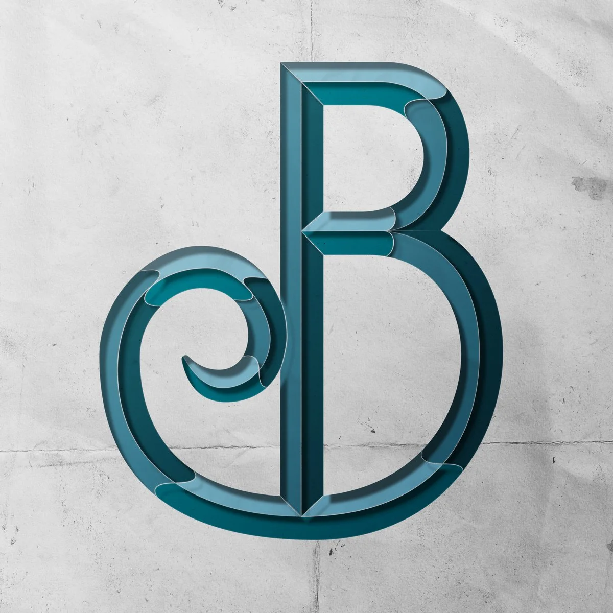 Capital letter B cut out from paper