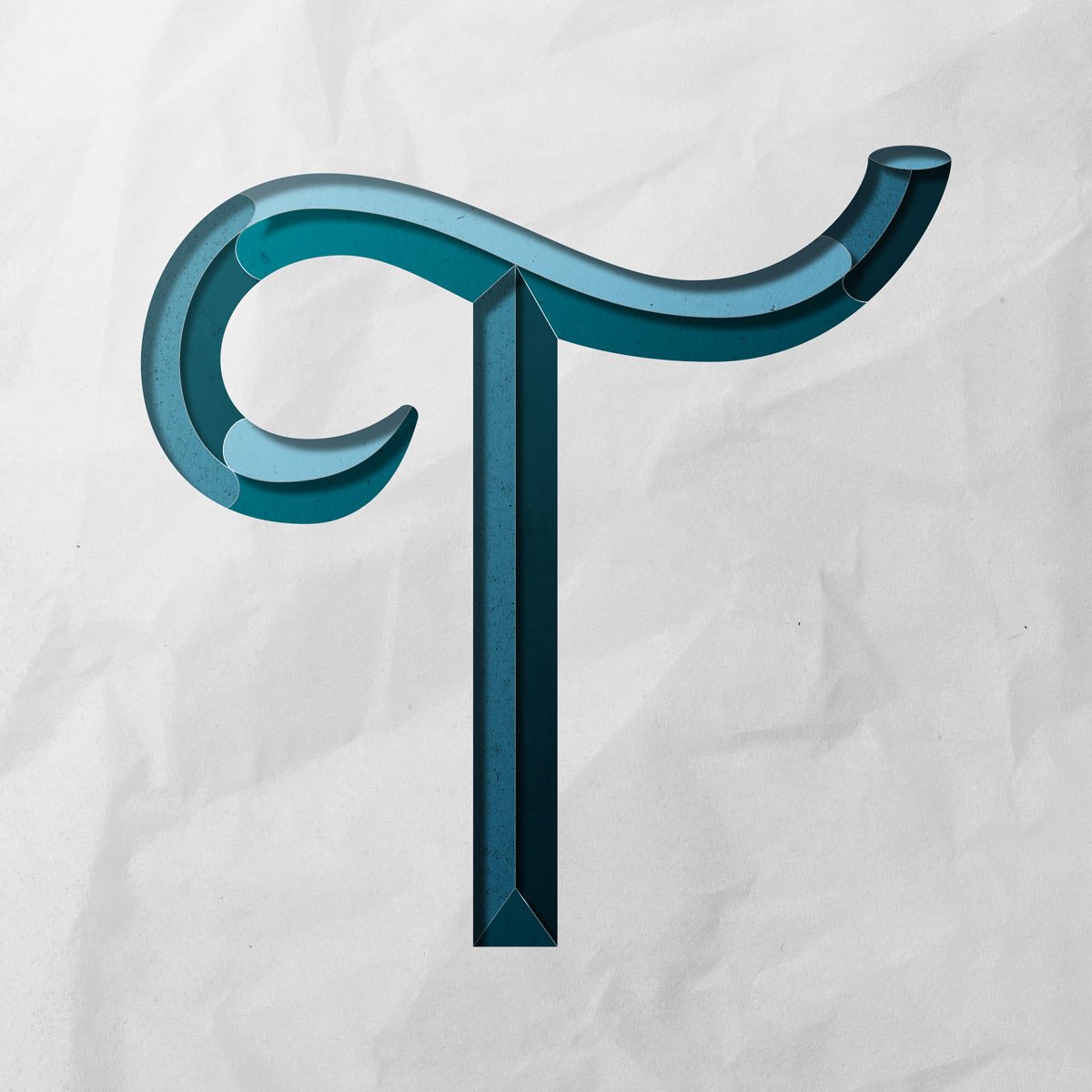 Capital letter T cut out from paper