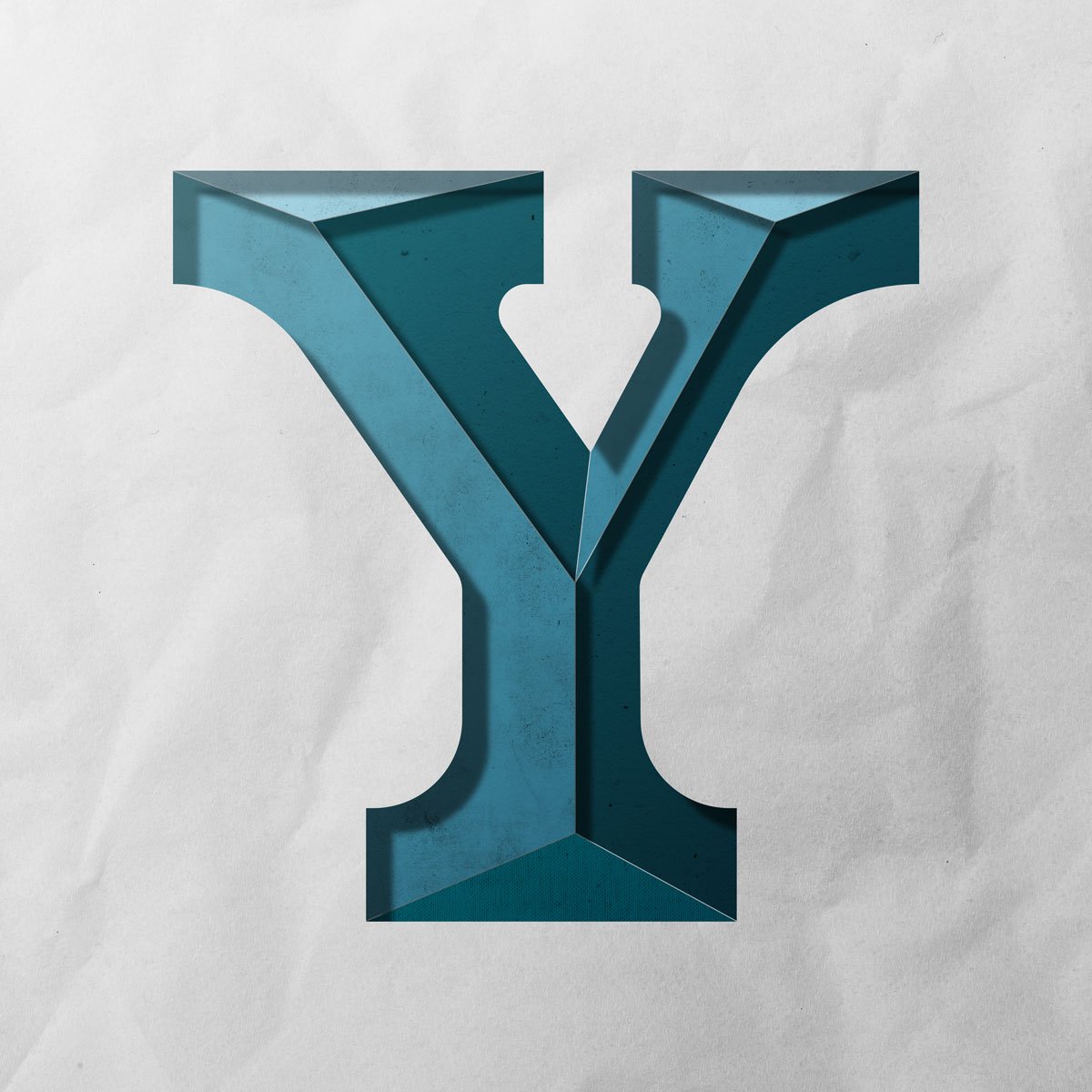 Serif, Capital letter Y cut from paper