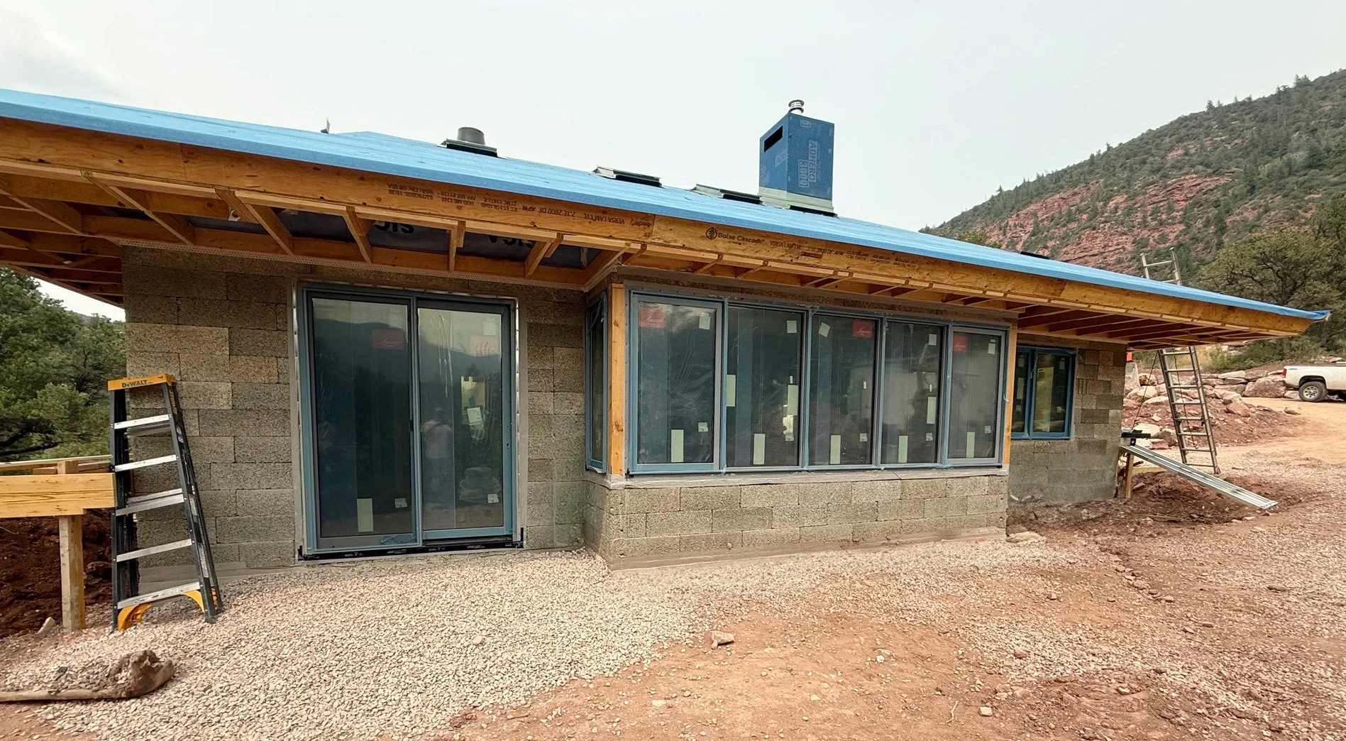 a sun bump built with Faswall under construction for passive solar design