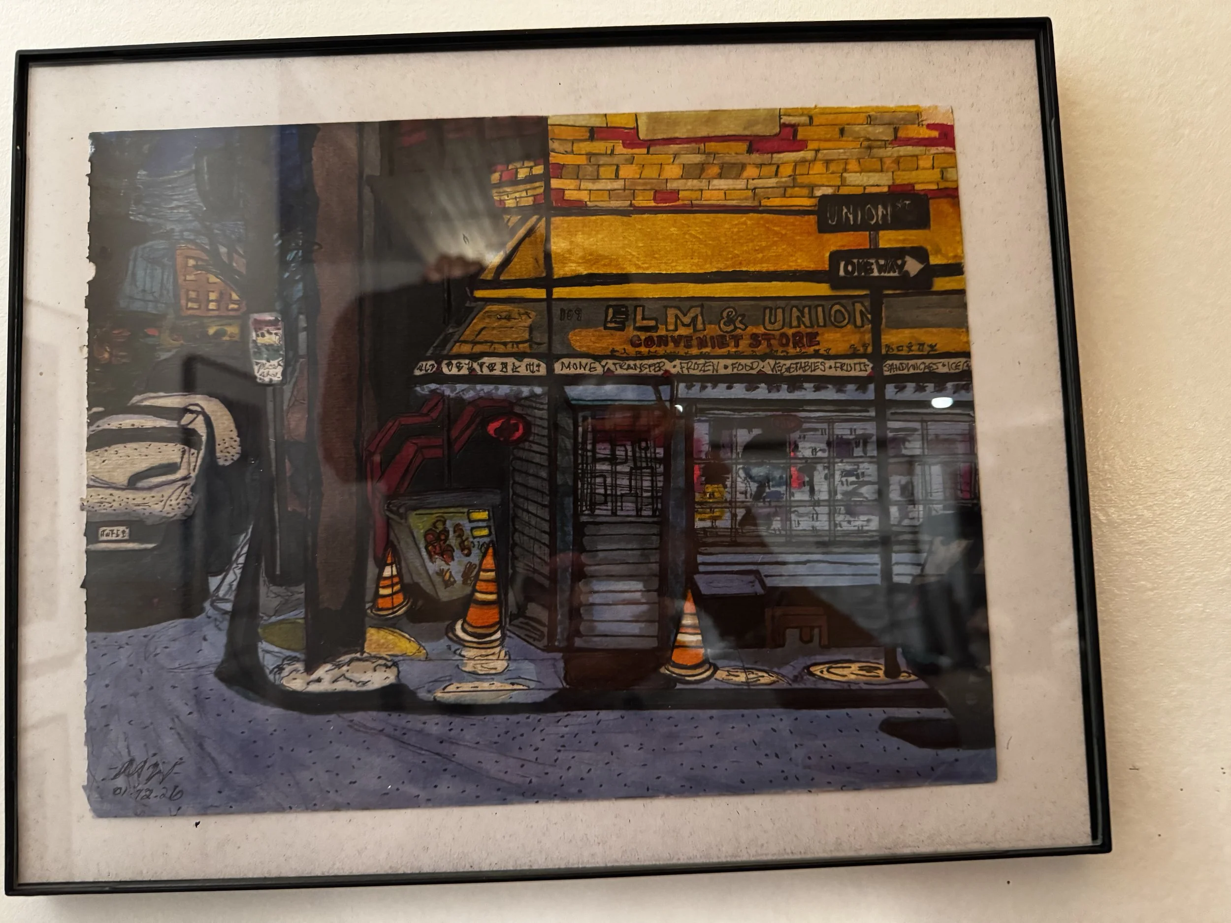 Urban Street Scene Elm  & Union pen and marker on paper - Malik Davion