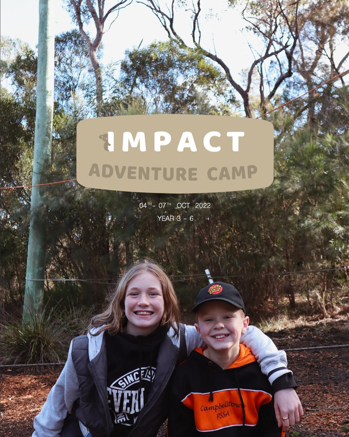 Impact Adventure Camp is just around the corner! 🤩

We&rsquo;re so excited to see our year 3 - 6 friends &amp; to spend some time outside adventuring in the spring sun! 

Join us on the 4th till the 7th of October &amp; bring some friends 😊 Enrol t