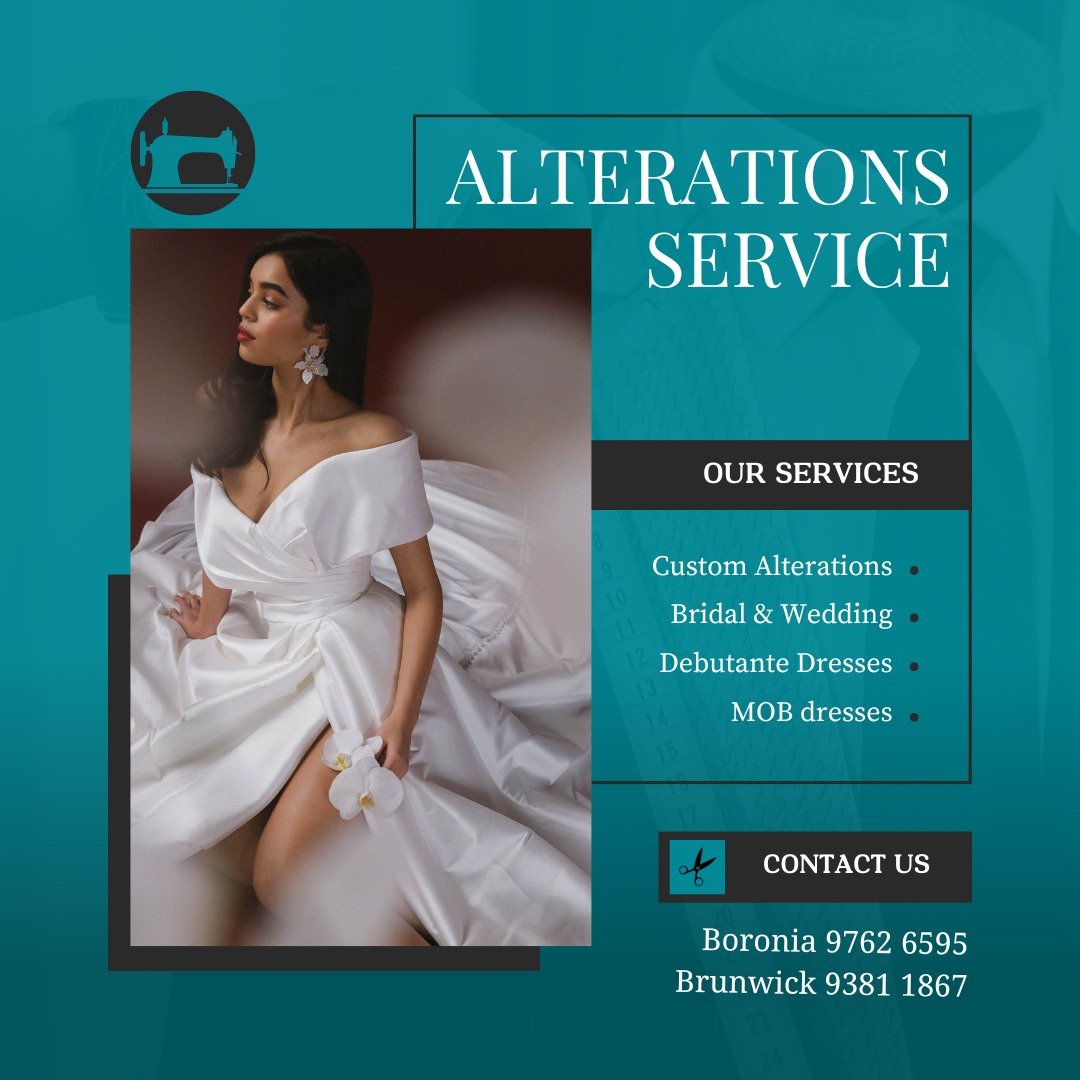 ALTERATIONS - If you are needing alterations done on your gown we ask you to contact us at least 8 weeks before your wedding, so that we can schedule you into our workload to avoid disappointment in not getting them done in time.