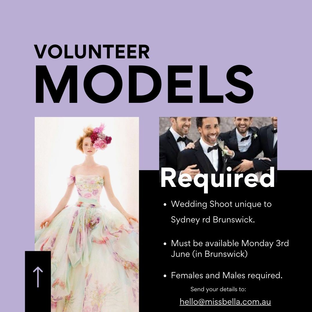 We are collaborating with @sydneyroadbrunswick Road Brunswick for an epic wedding photoshoot and are looking for some guys and gals that would like to volunteer their time to come and dress up and have their photos taken. Think Sydney Rd vibe and com