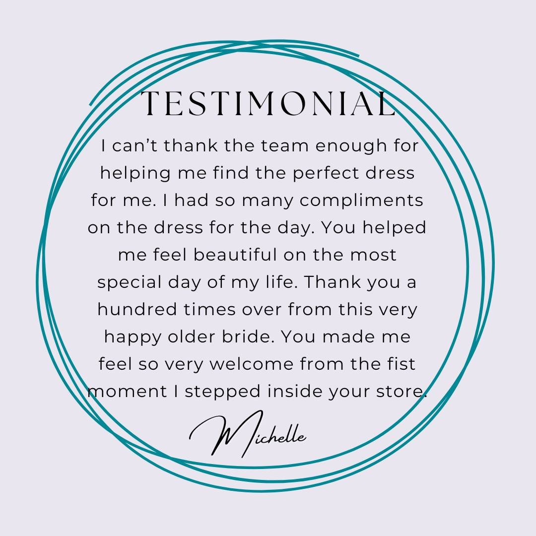Another great  testimonial from a recent bride. We love working with  you all to make sure we help you find the dress that you visioned. 

#testimonial #missbellaboronia #olderbride #happyvibes #thankyou #realbride