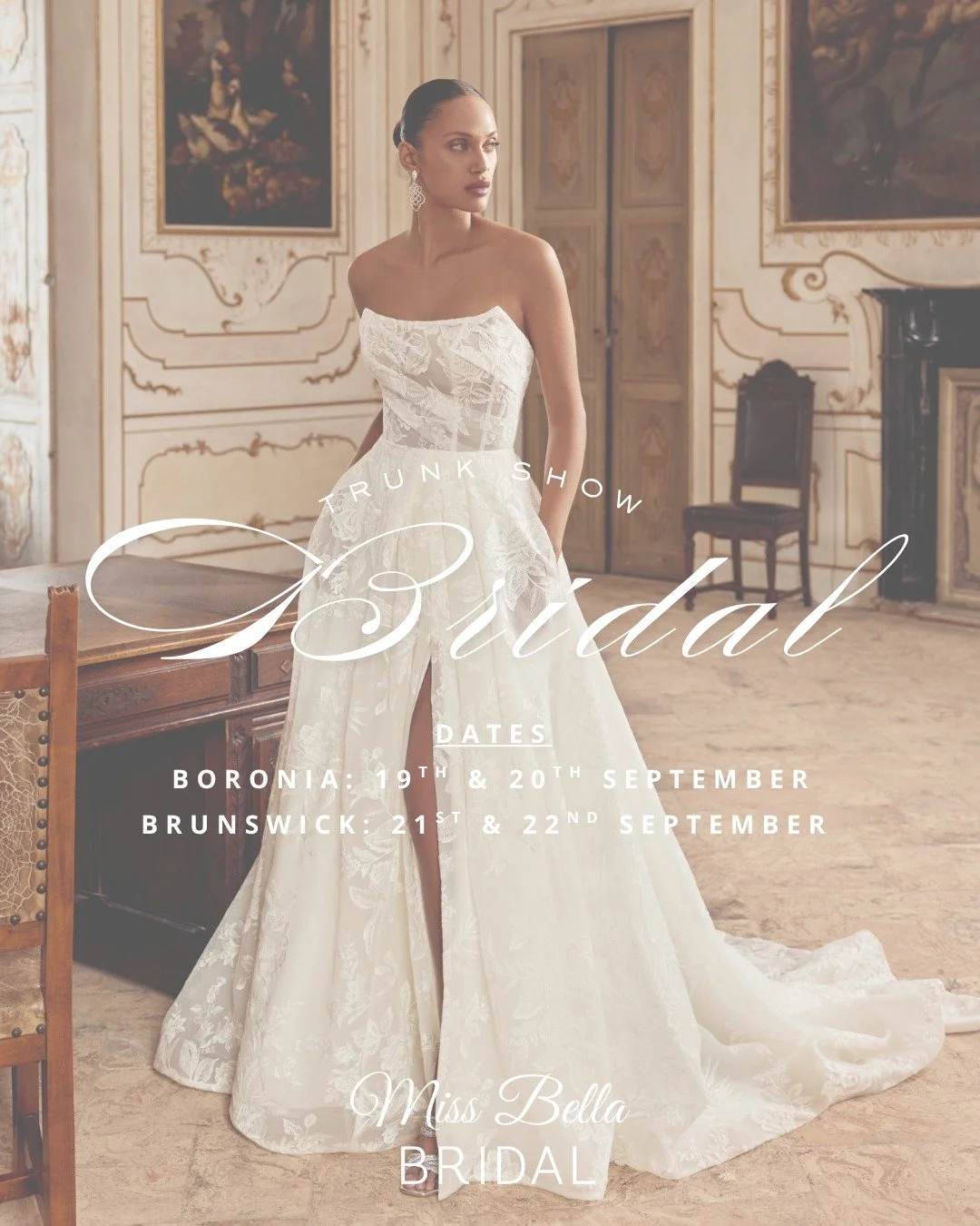 Trunk Show Reminder ✨

We are holding a @justinalexander Trunk Show highlighting new season gowns for our 2026 and early 2027 brides! You will be able to visualise and try a selection of never before seen styles and hopefully find your dream gown!

D
