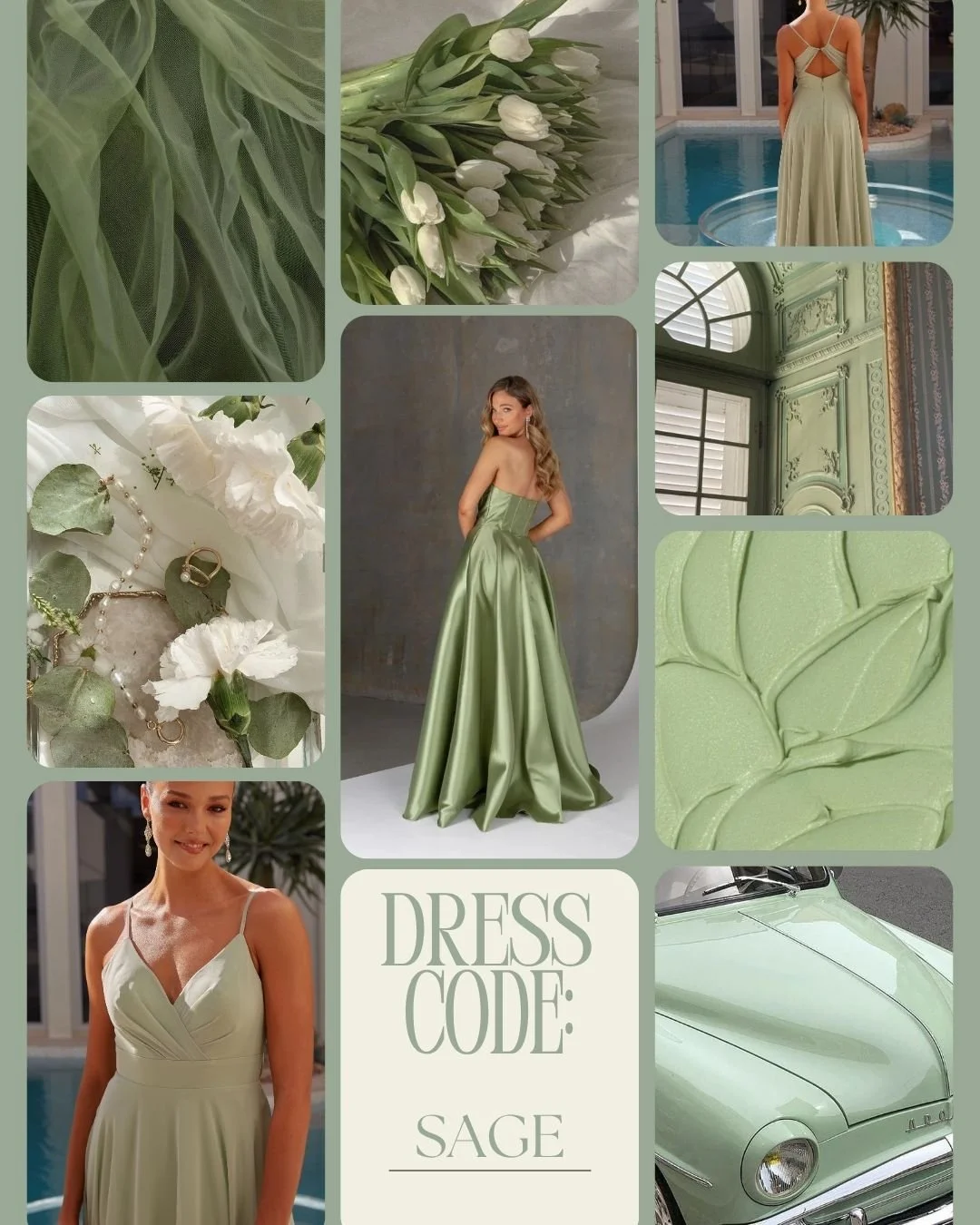 Some Sage aesthetic inspo featuring our 'Onana' dress and our 'Evian' dress 💚

#sagegreen #aesthetic #bridesmaid #dresscode #2027bride