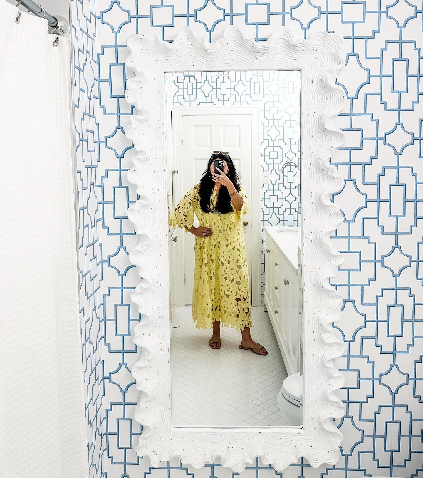 me and one my favorite bathrooms I&rsquo;ve designed 💛
