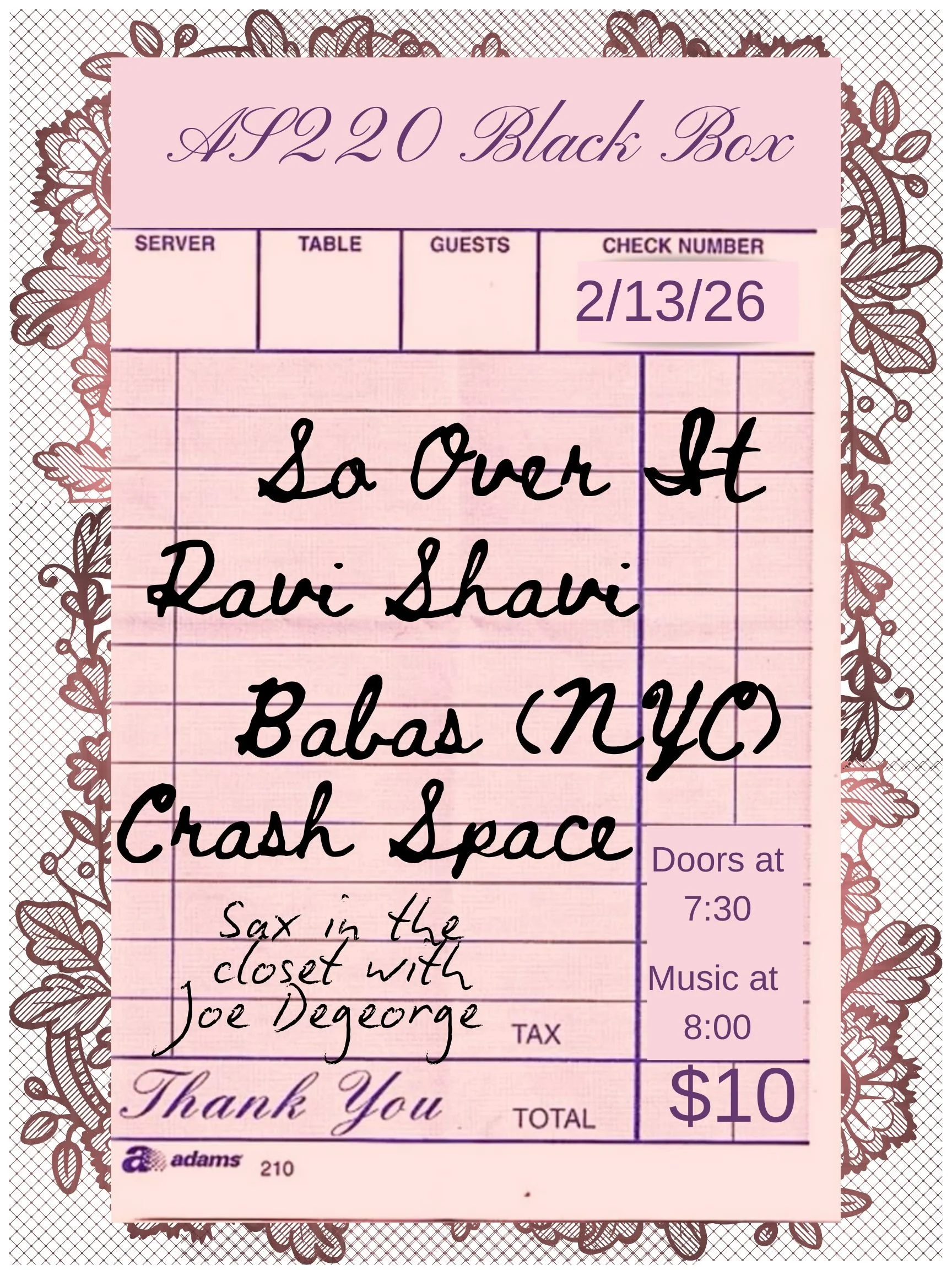Babas + So Over It + Ravi Shavi + Crash Space