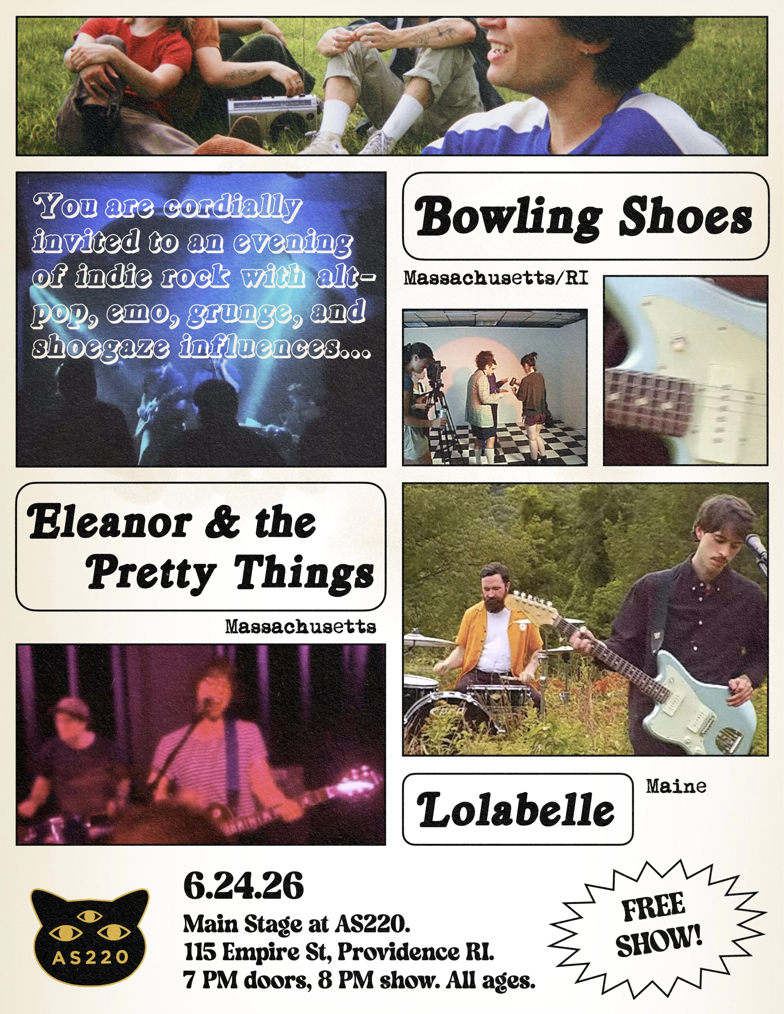 FREE SHOW - Bowling Shoes + Eleanor & the Pretty Things + Lolabelle