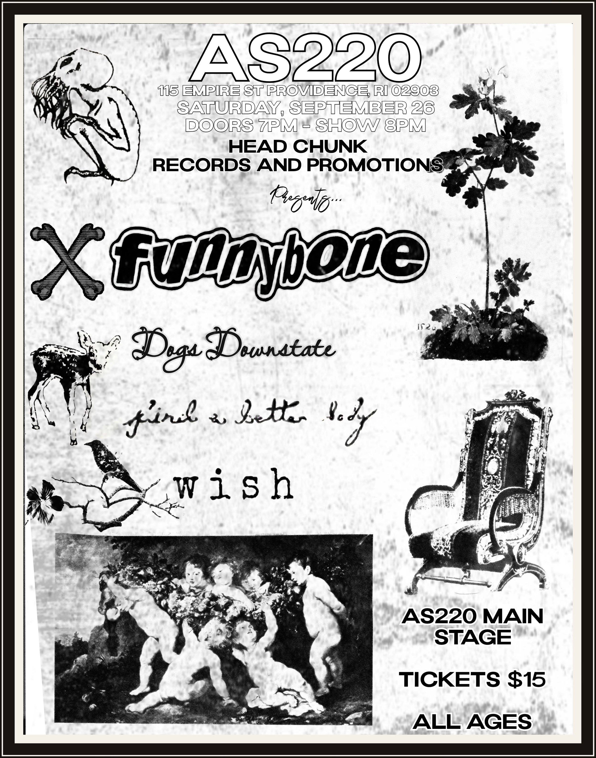 funnybone + dogs downstate + find a better body + wish