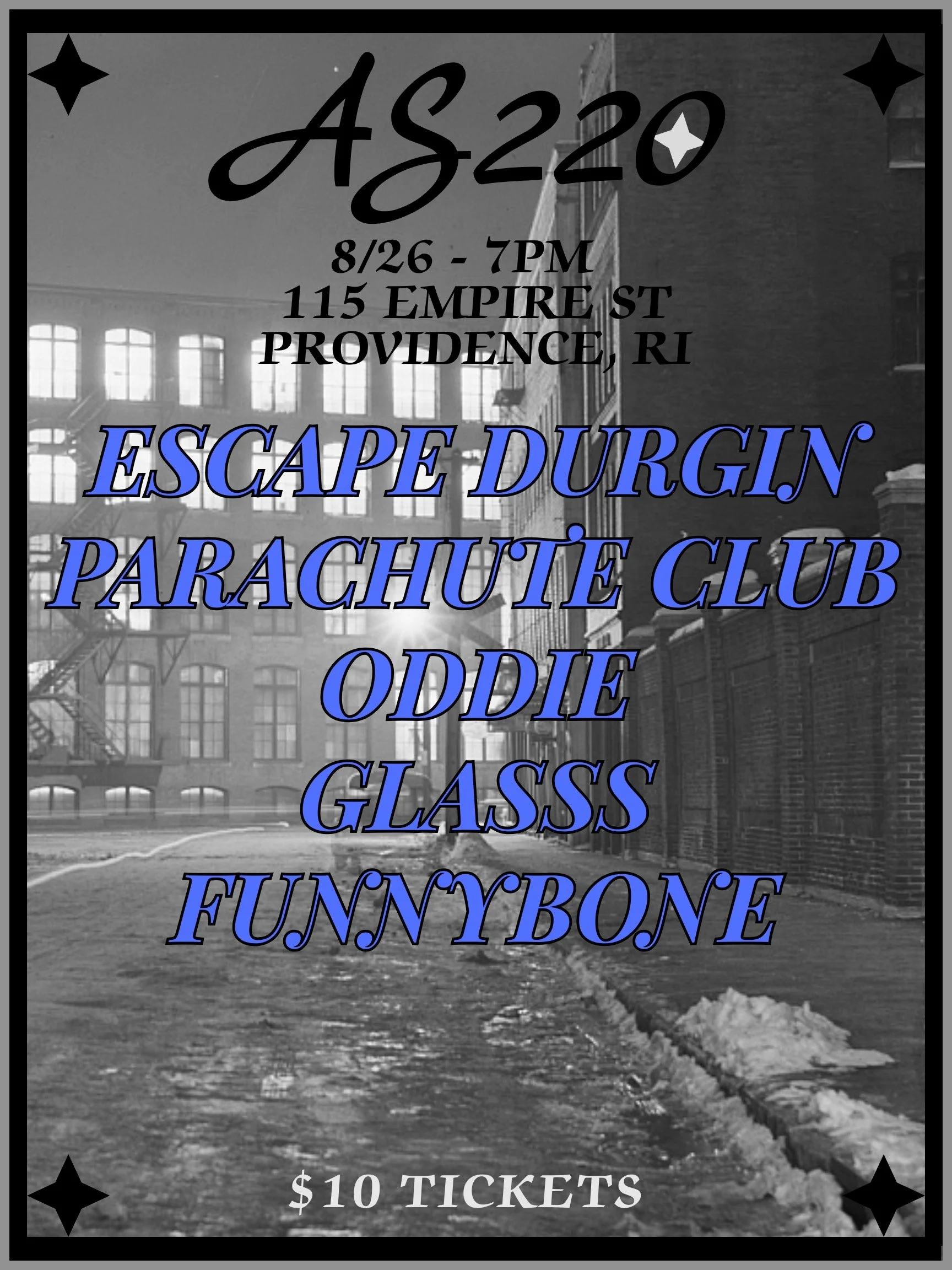 Escape Durgin + Parachute Club + Oddie + Glasss + Funnybone