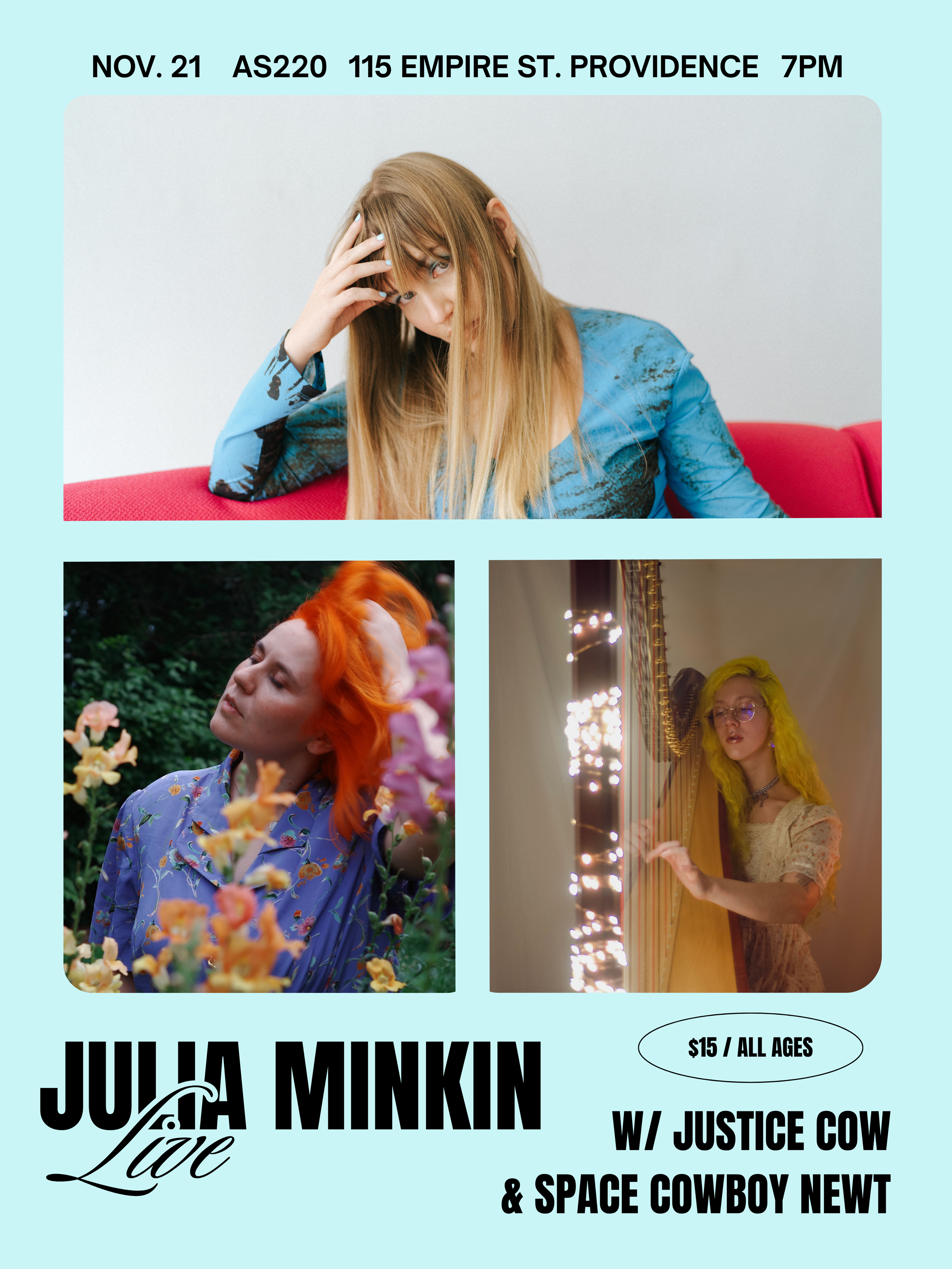 Julia Minkin + Justice Cow + Space Cowboy Newt