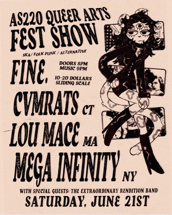 Queer Arts Fest: FINE., Lou Mace, Mega Infinity, Cvmrats, ERB