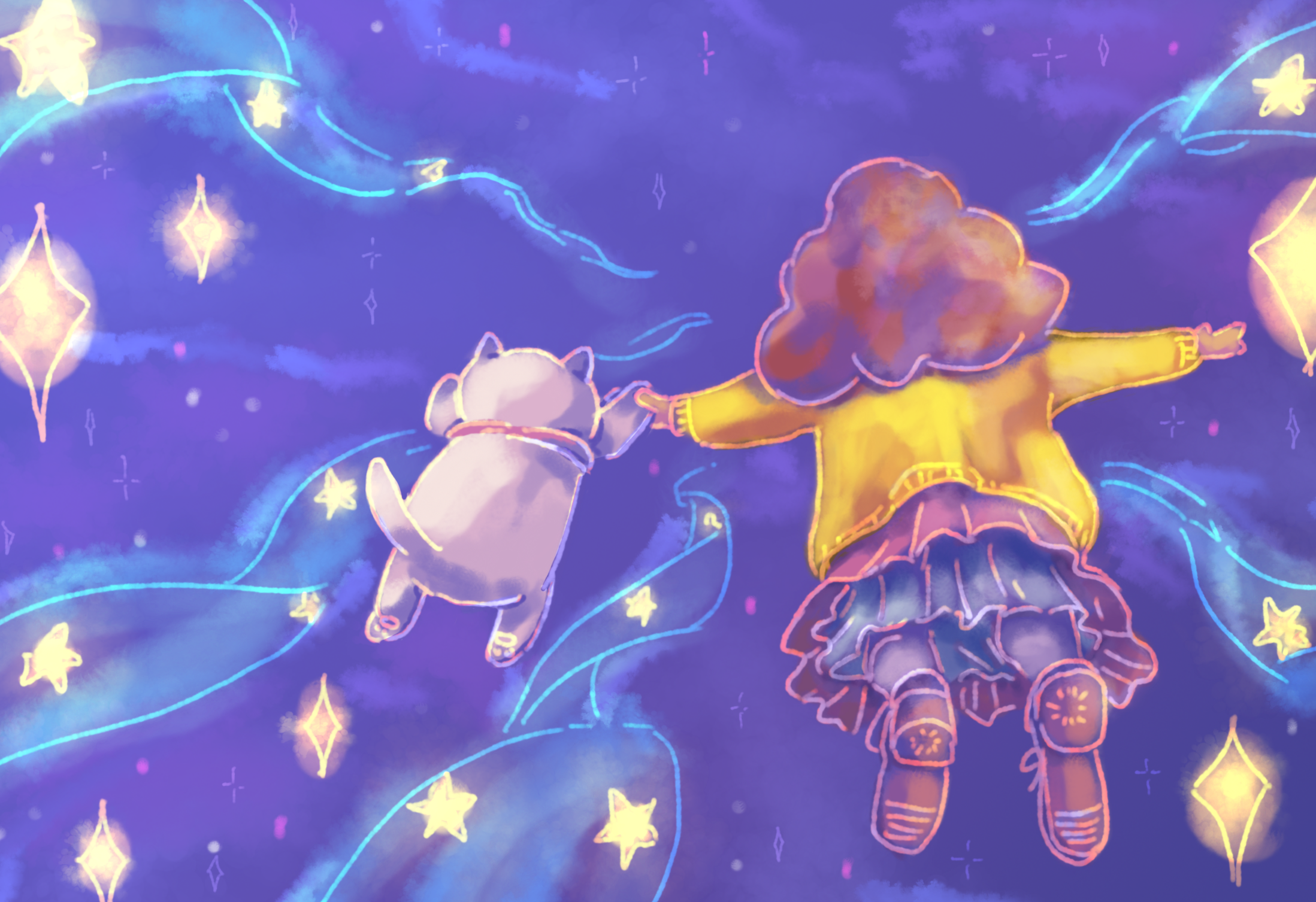 Space Travel (Original Art / Bee & Puppycat inspired)