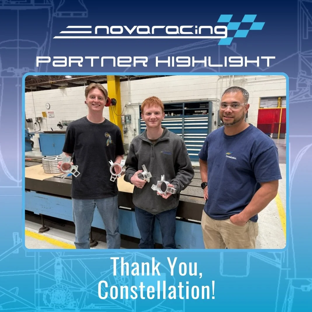Huge thank you to Constellation for their incredible support of NovaRacing FSAE ⚡️🏁 

Constellation went above and beyond this season, manufacturing our uprights on an extremely accelerated timeline and providing them to us at no cost. Their generos