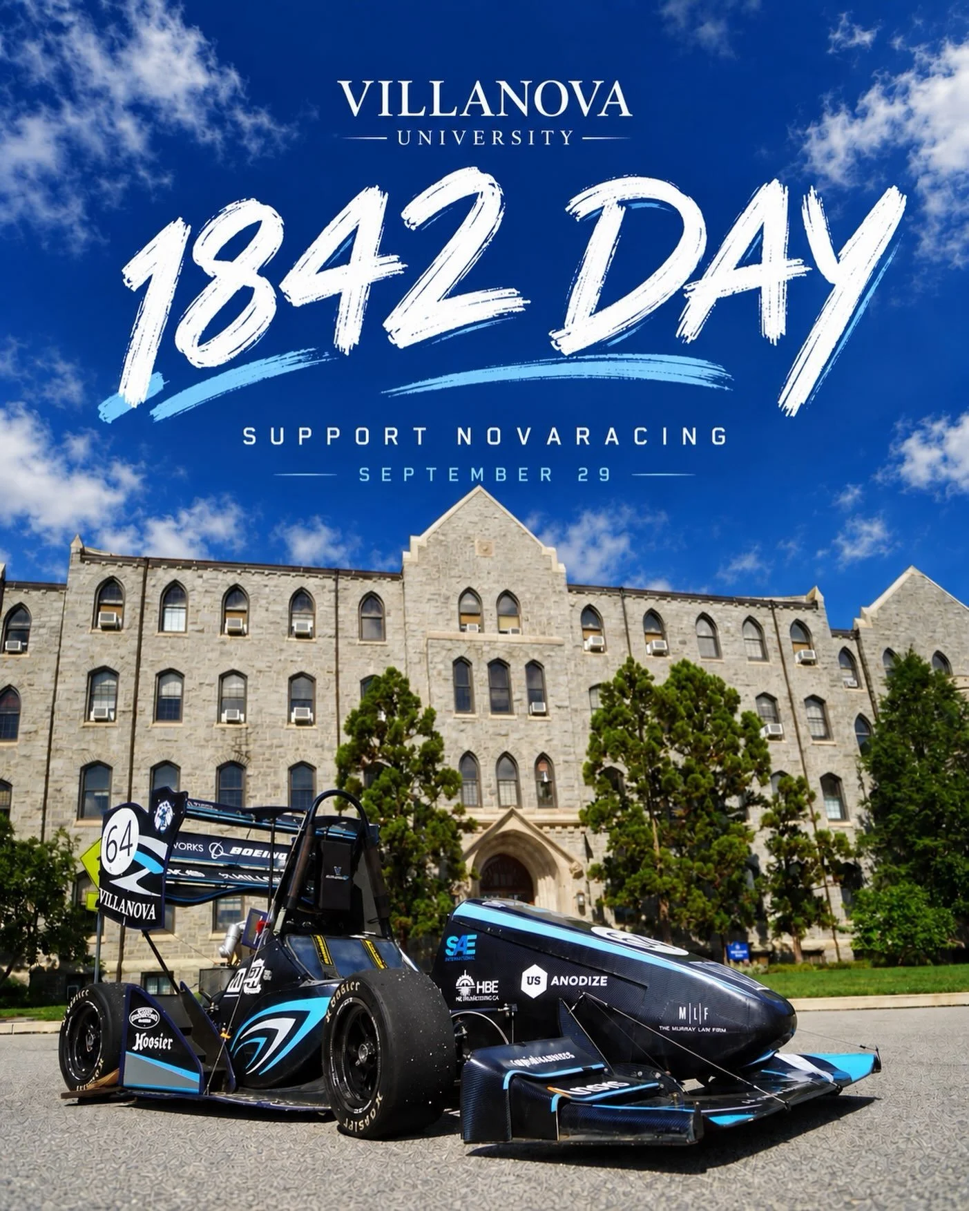 1842 Day is today! NovaRacing is fueled by its generous partners that allow us to compete at the highest level of FSAE competition each year.

Please consider donating to NovaRacing this year as our team continues to innovate and work towards buildin