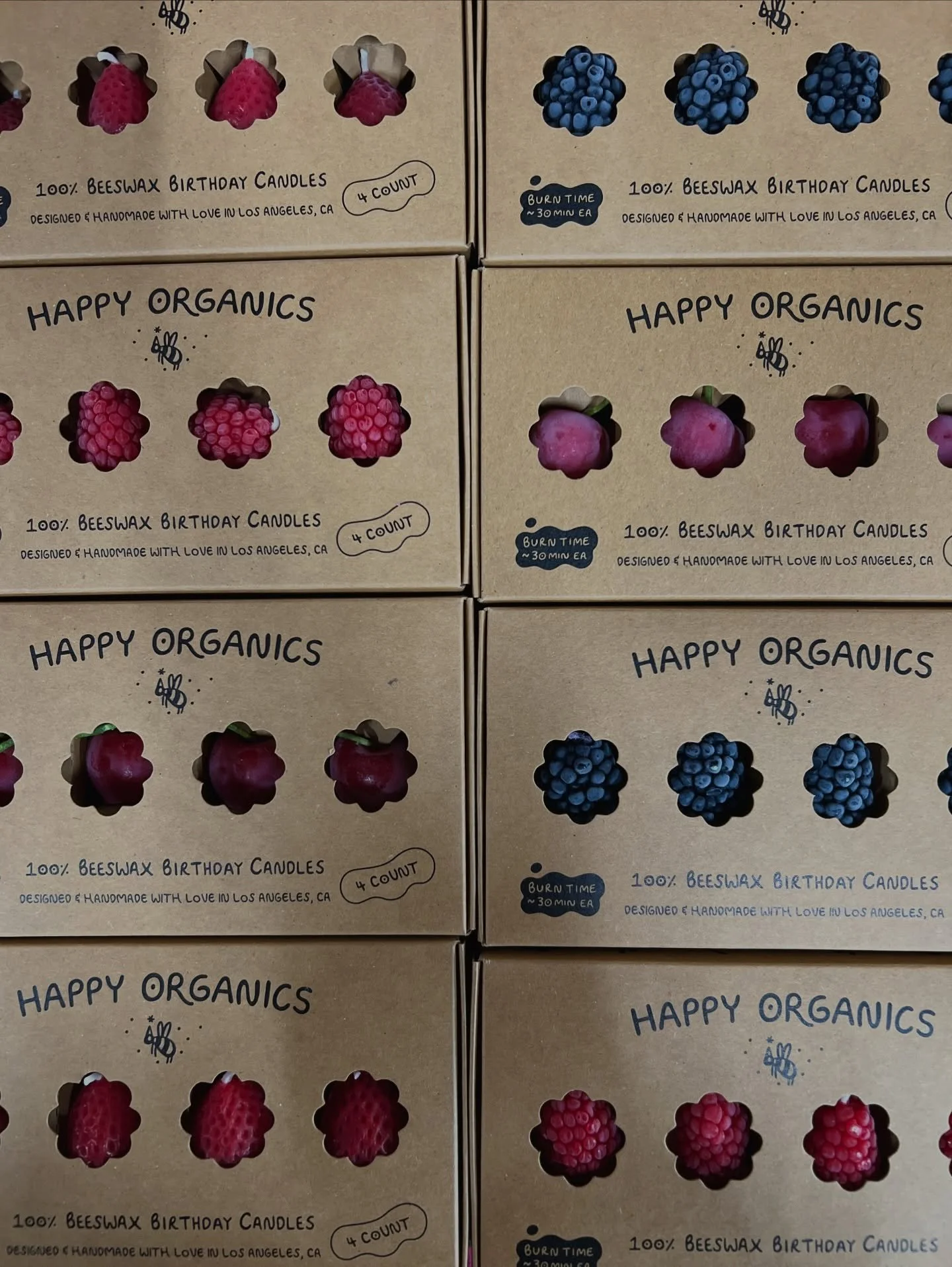 Searching for birthday candles? @happyorganics.co has the cutest fruit candles. Shop the collection today! 🍓🍒🎂