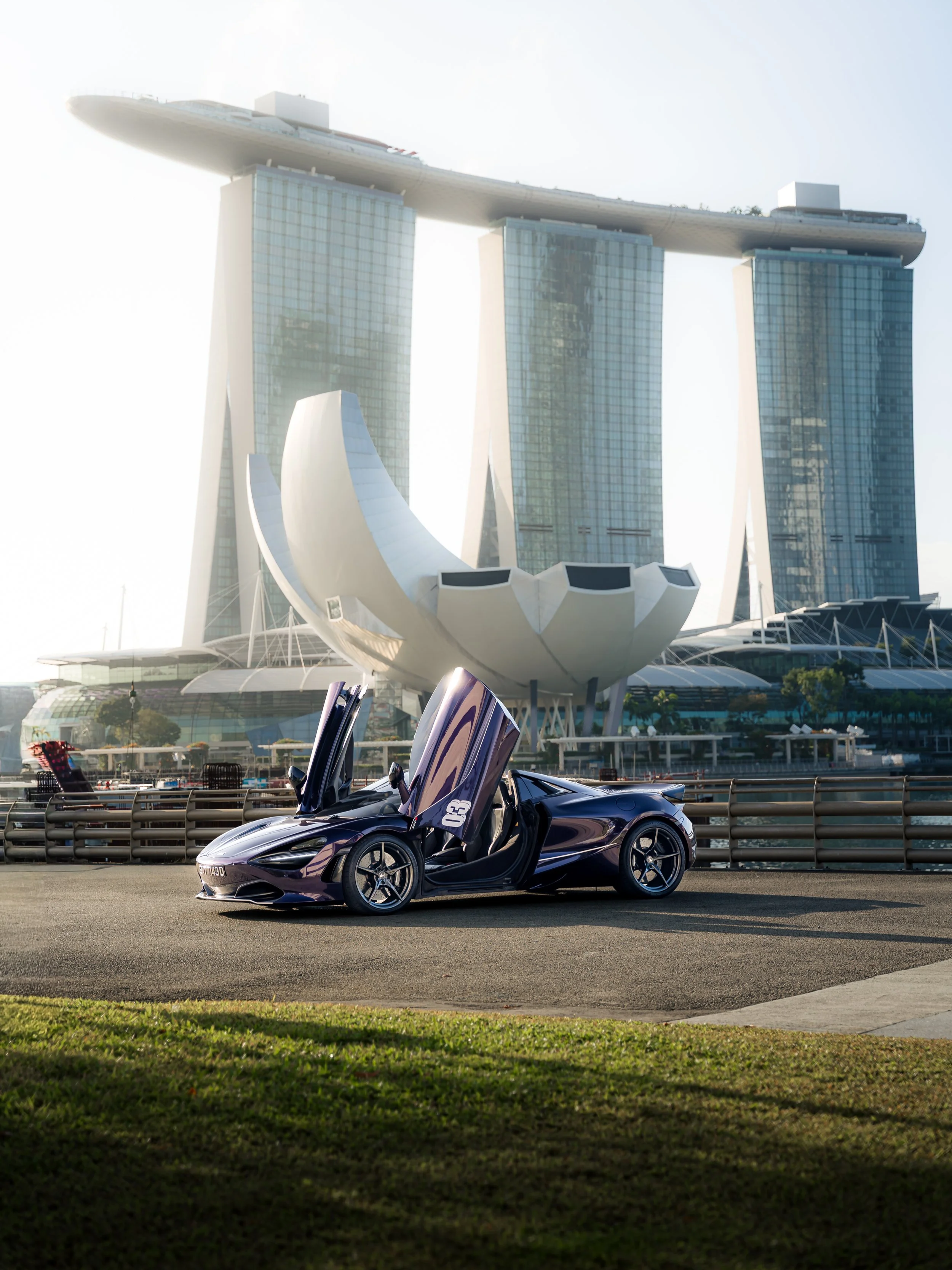Supercar photography in Singapore by Han Yang Tay Photography, featuring a McLaren at Marina Bay Sands during a drive event.