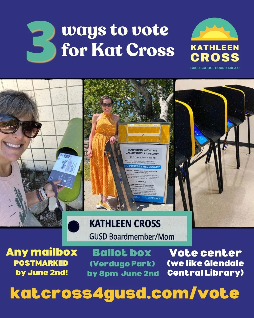 women smiling as they vote for kathleen cross for GUSD