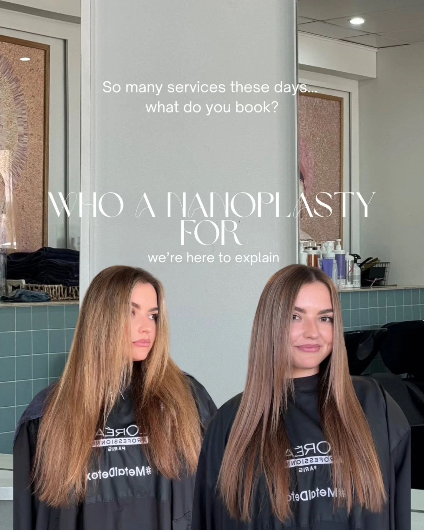 All about your fav - the nanoplasty treatment 🙂&zwj;↕️

Next we will run through the keratin smoothing treatment, then you can decide which one is better suited to you 

Book your nanoplasty appointment online via the link in our bio and wake up eve