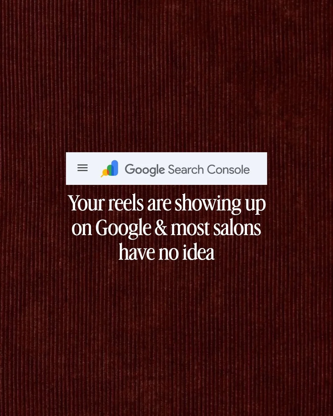 Someone is Googling &lsquo;balayage + your suburb&rsquo; right now. Your reels can be the thing they find, if you write them properly. 🤭

Instagram content now shows up in Google search results, which quietly changed the whole game for salons.

Cute