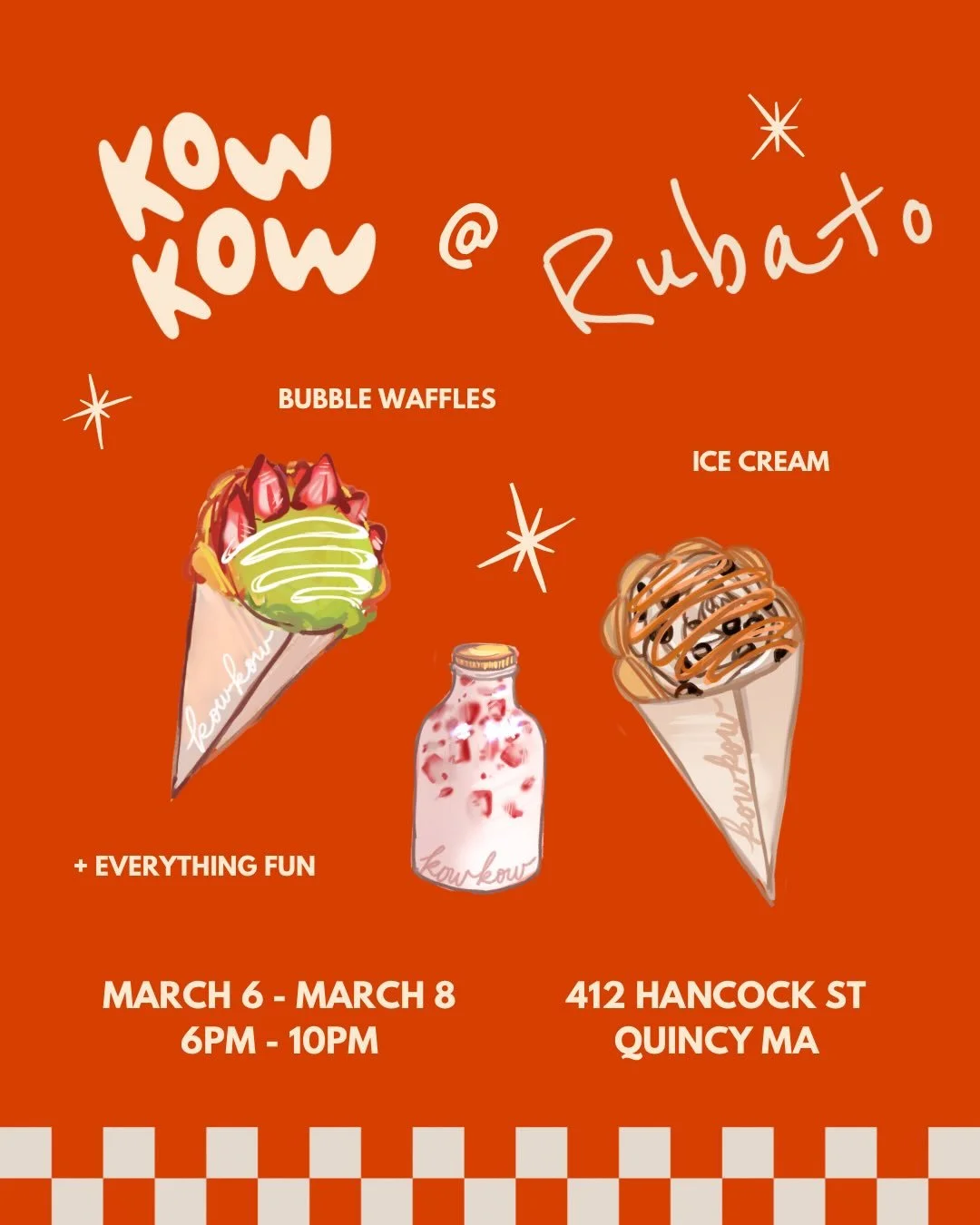 🚨 KowKow In The House 🚨 

Finally, it&rsquo;s the kow kow pop up this weekend. Catch these limited edition Rubato inspired ice cream flavors and bubble waffles!! 

Friday- Sun 6pm-10pm @ Rubato

@hangingwithvilada will be there @laurence_louie will