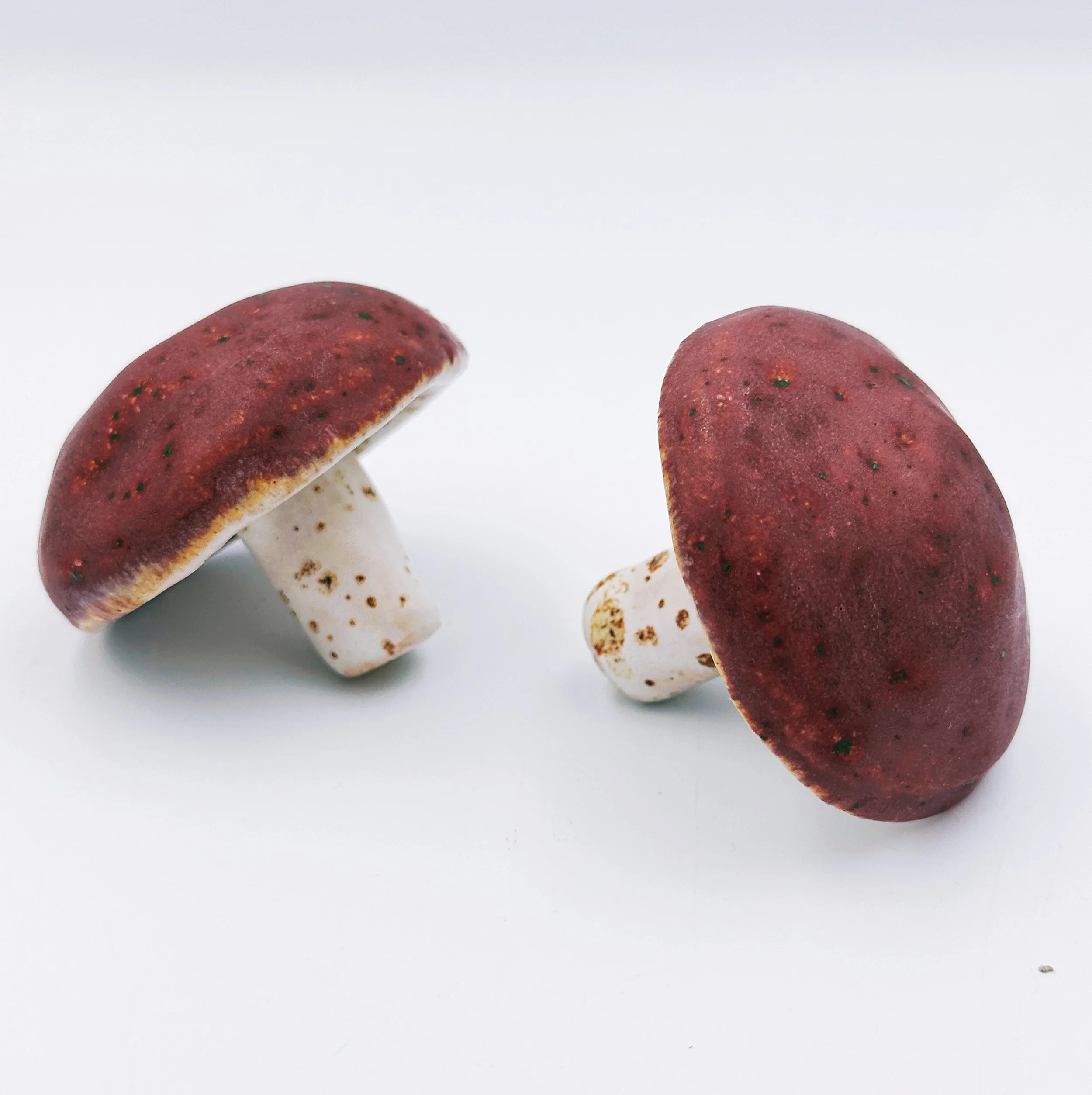 Handmade Ceramic Mushrooms - Burgundy Shiitake