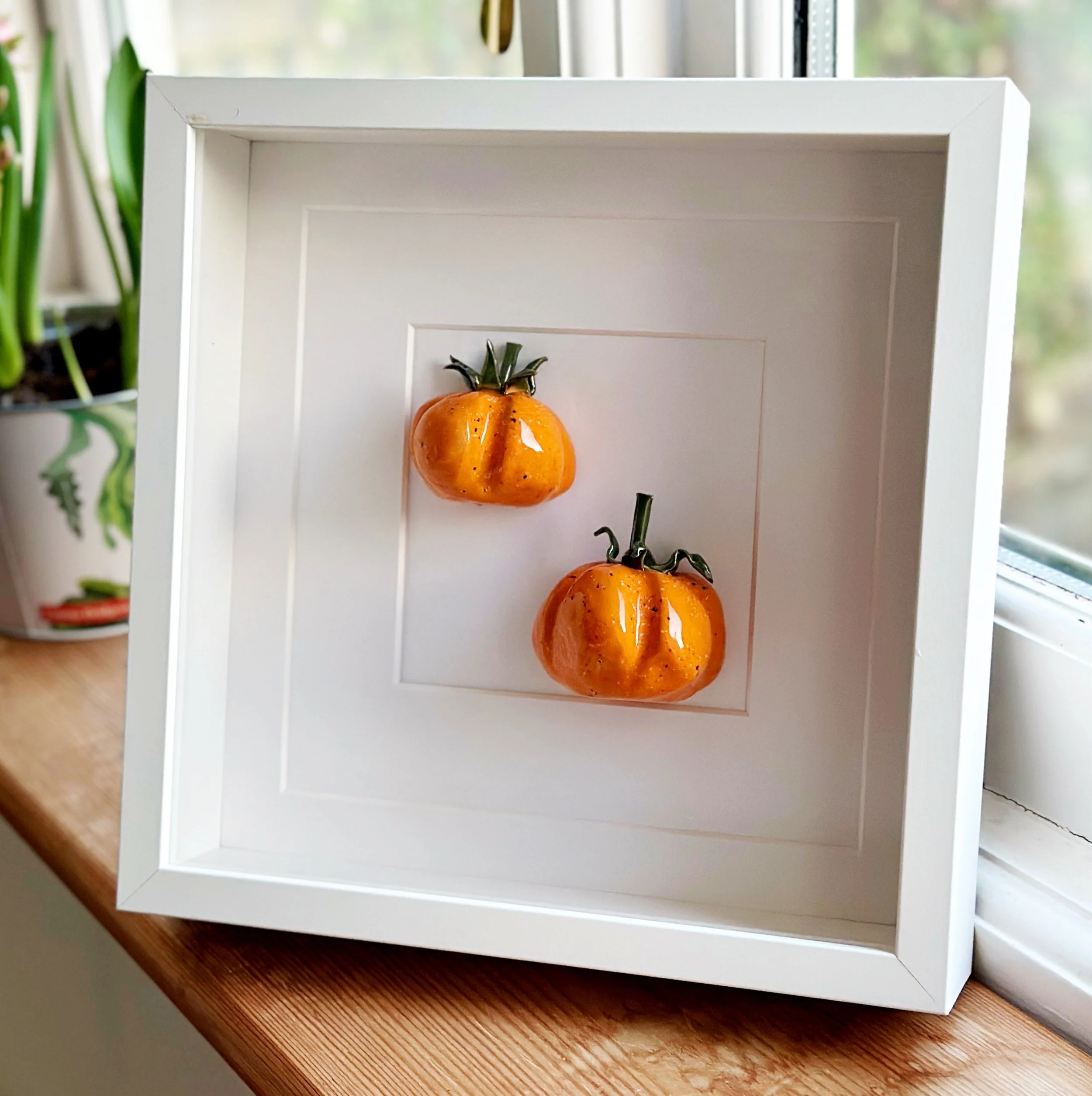 Ceramic Wall Art: Two Large Orange Tomatoes